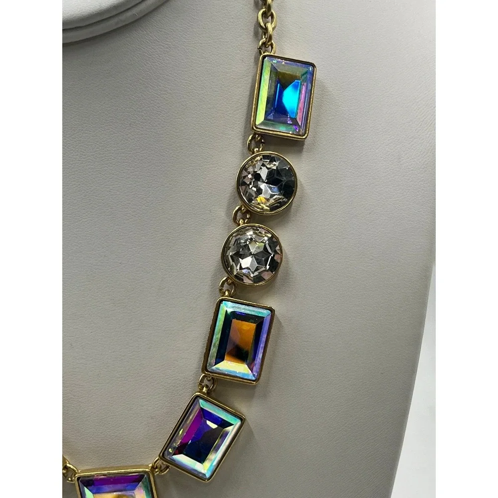 J. Crew Aurora Borealis Iridescent Rhinestone statement Necklace New‎